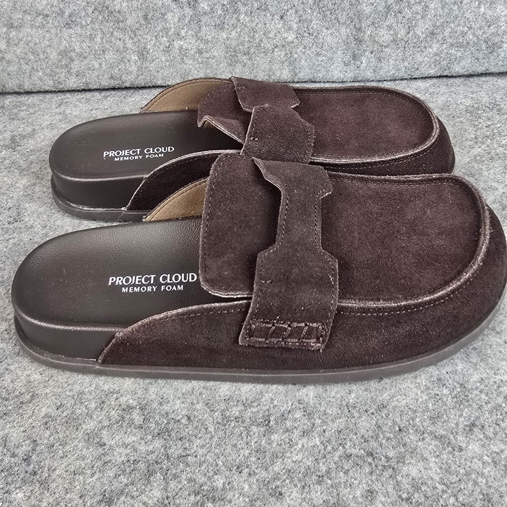 Project‎ Cloud 506 Foamy Mens 9 Dark Brown Genuine Suede Memory Foam Clogs Mules